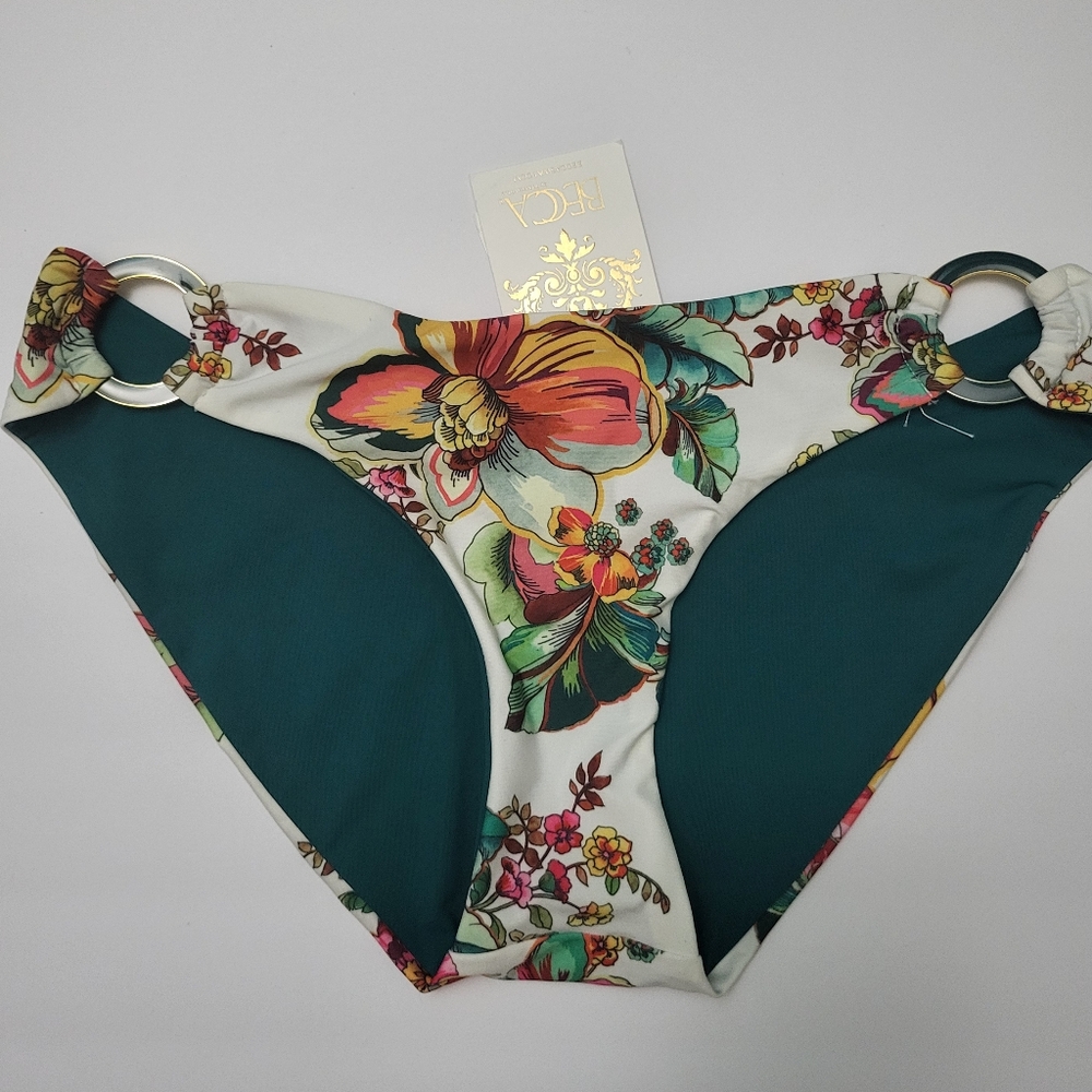 BECCA Teal and Floral Bikini Bottoms